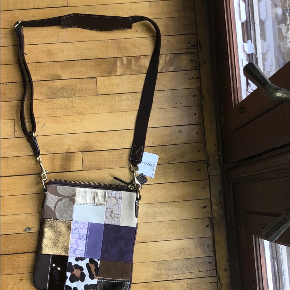 Coach Mixed Patchwork Brown Cheetah Purse